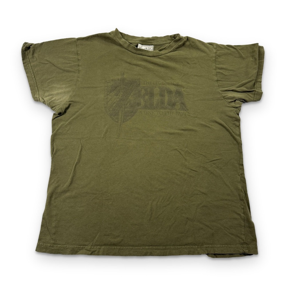 VTG Changes Tag Legend of Zelda A Link to the Past T-Shirt Mens Med Olive Green